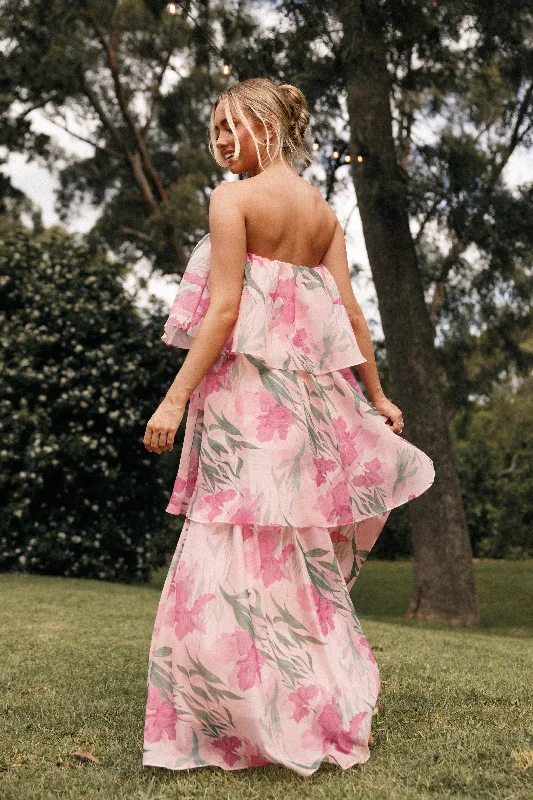 Bloom Strapless Maxi Dress - Pink Floral