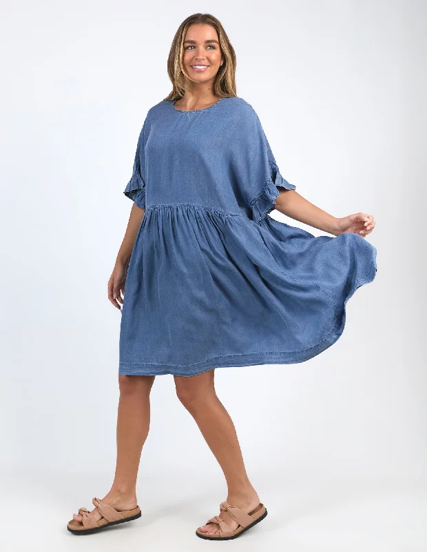 Elm Charlie Chambray Dress Blue Wash