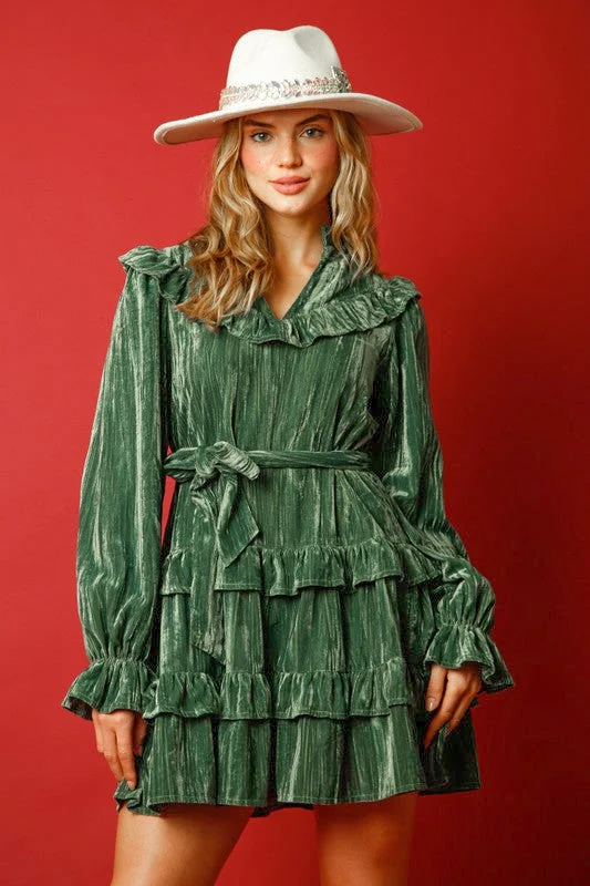 Christmas Magic Green Velvet Dress