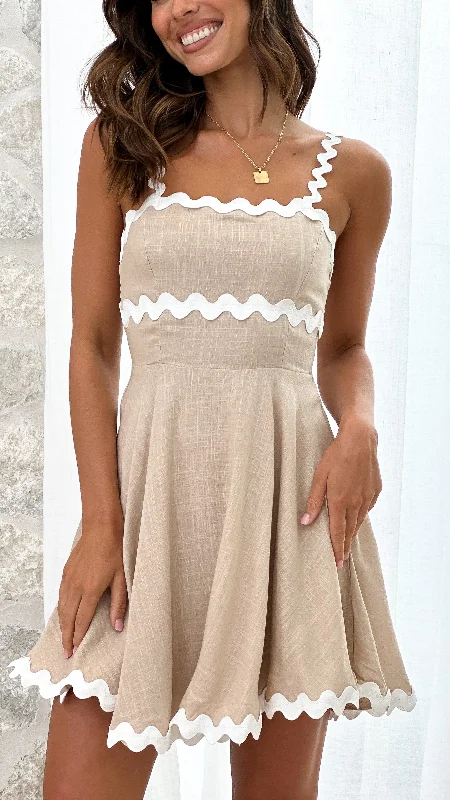 Lys Mini Dress - Beige/White