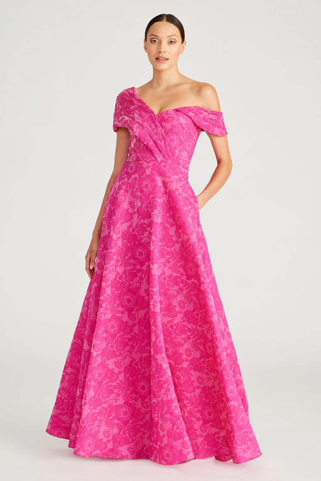 Marlene Cloud Jacquard Gown - Passionfruit