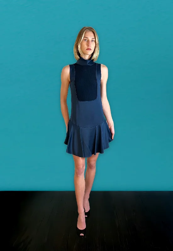 Mockneck Cocktail Dress - French Navy