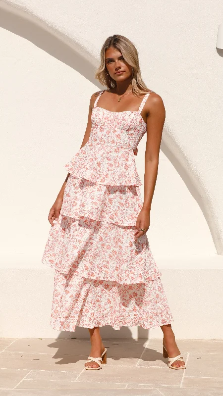 Page Maxi Dress - Peach Floral