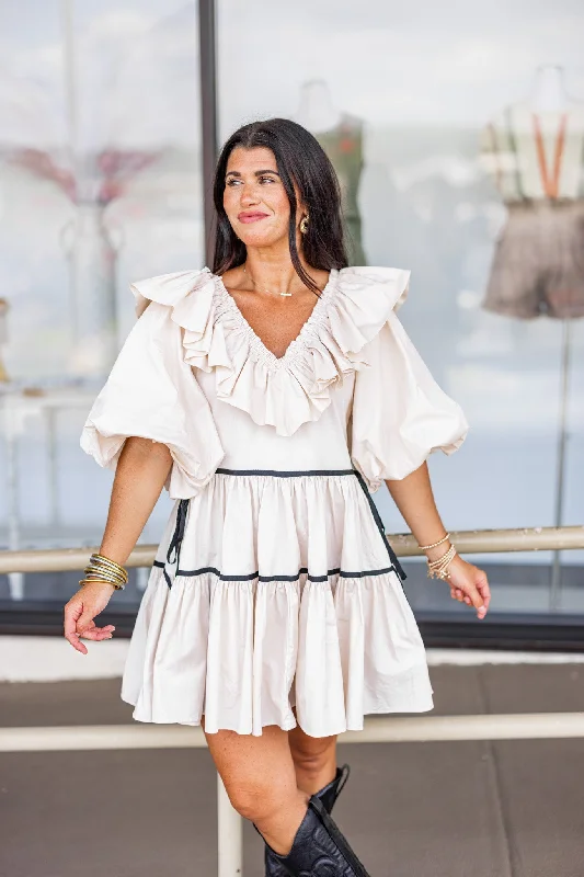 Ruffled Splendor Natural Tiered Dress