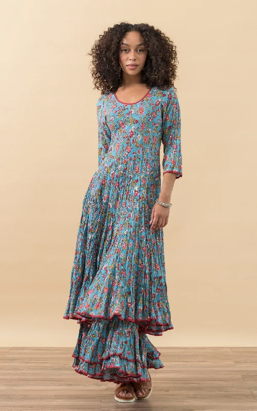 Santa Fe Dress, Long, 3/4 Sleeve, Secret Garden