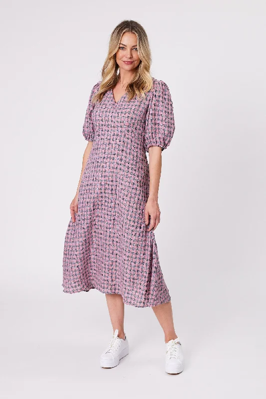 Shine On Label Libby Angle Check Dress Pink