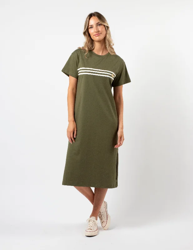 Stella + Gemma Maxie T-Shirt Dress Khaki White