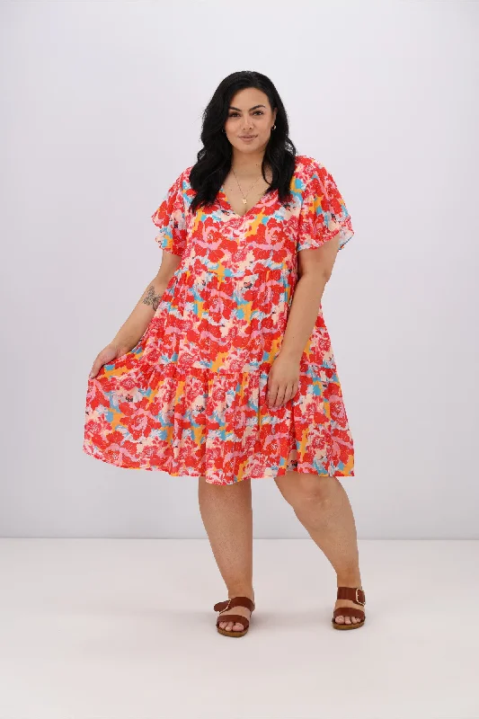 Sunday Boho Siren Dress Red Floral