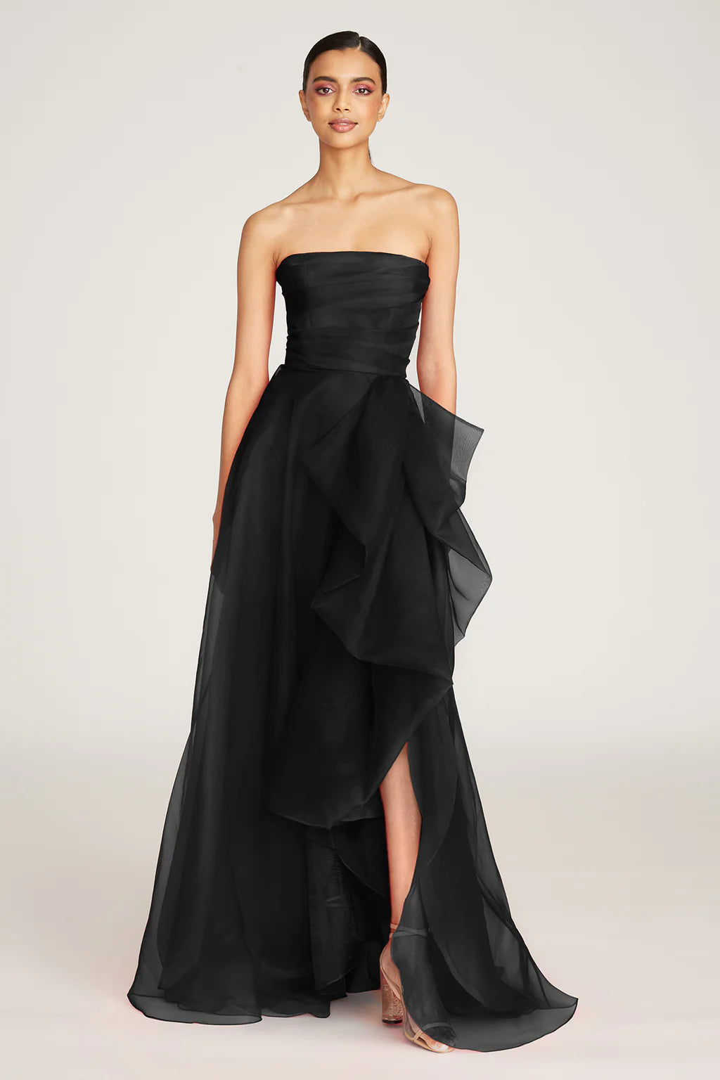 Teresa Strapless Draped Gown - Black