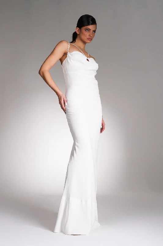 'Thalia' White silk gown