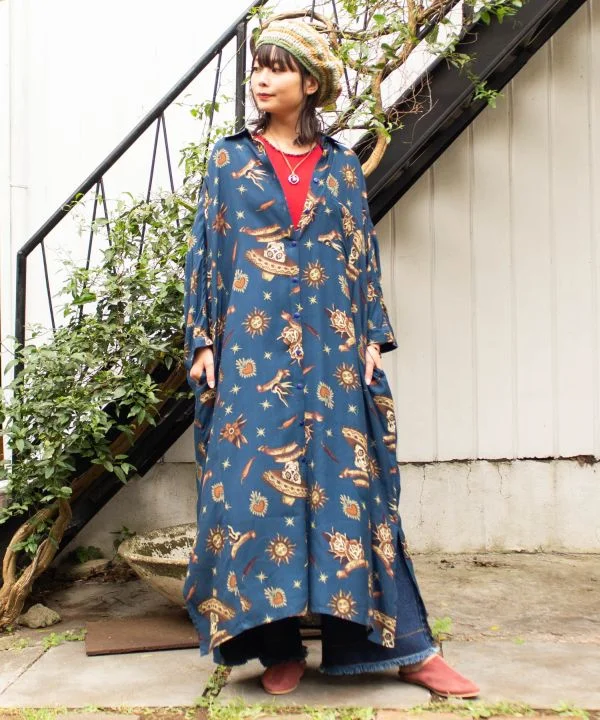 Mexican Symbols Long Shirt Dress