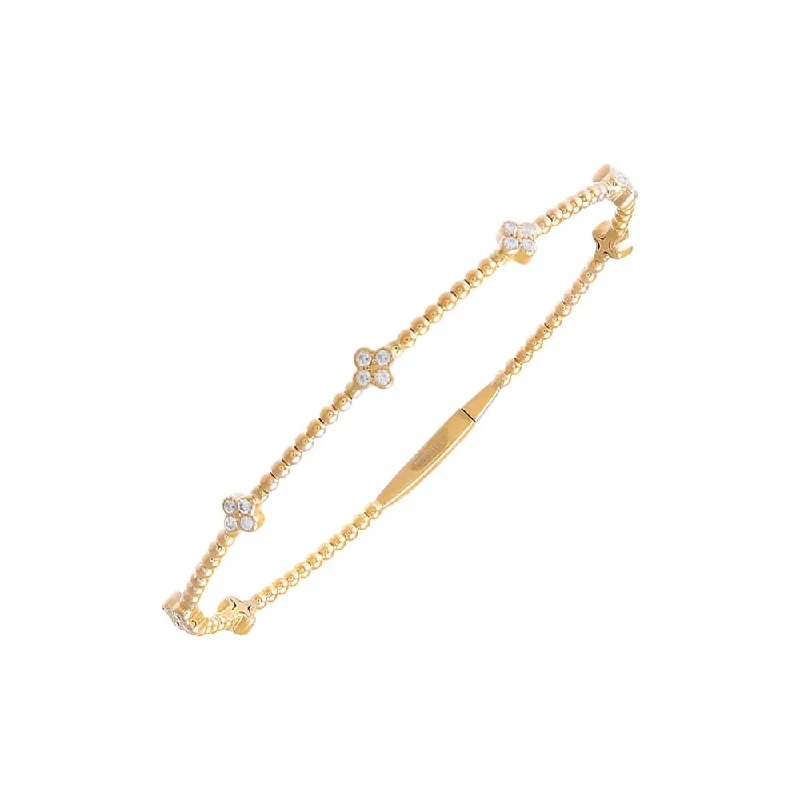 Scattered Flowers Beaded Flexible Bangle | .45 Carat Diamonds | 14K Gold Plated