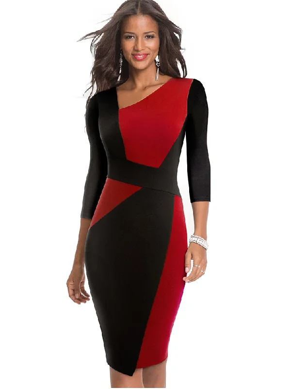 BerriesJam - Contrast Color Patchwork Business Party Bodycon Dress