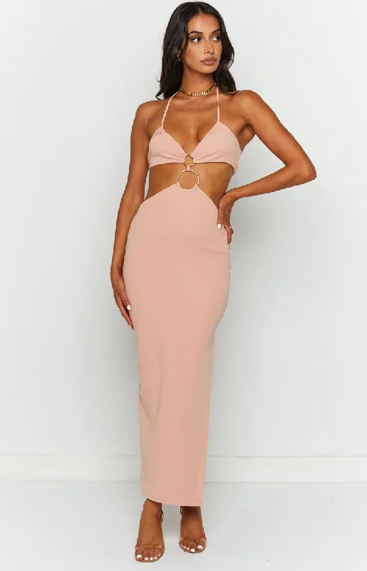 Earthling Beige Maxi Halter Dress