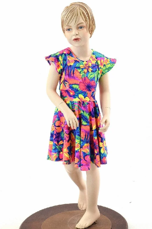 Girls Tahitian Floral Skater Dress