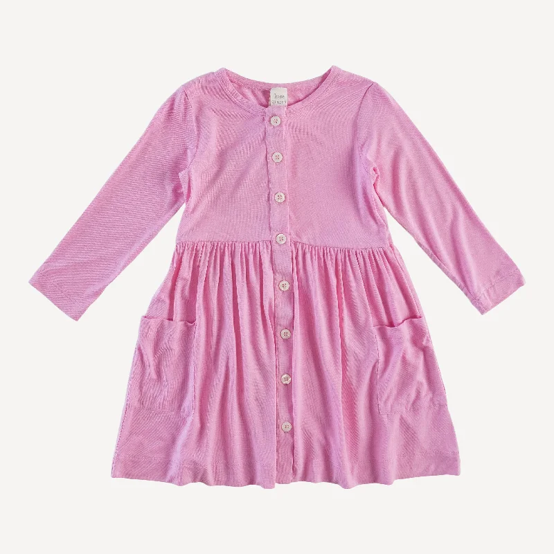 long sleeve button front pocket dress | bonbon | bamboo