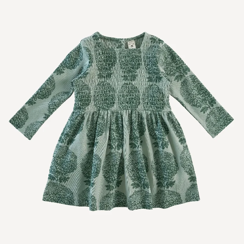 long sleeve square neck smocked dress | chrysanthemum | organic cotton interlock