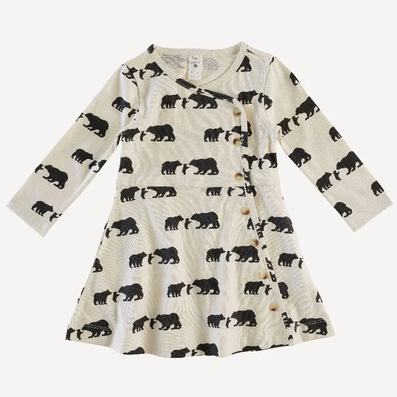 long sleeve wrap dress | three bears | organic cotton jersey