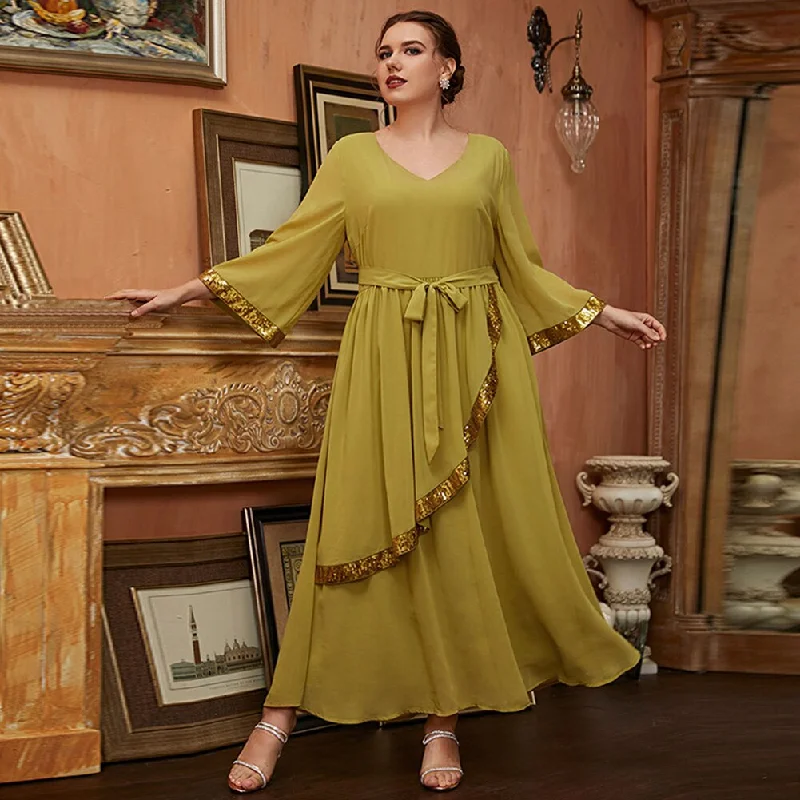 BerriesJam - Maxi Retro Loose Long Sleeve  Muslim Evening Party Dress