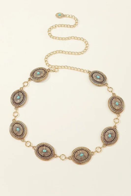 Floral Pattern Circular Texture Waist Chain