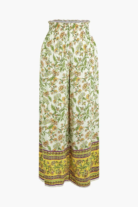 Floral Print High-Waist Wide Leg Pants