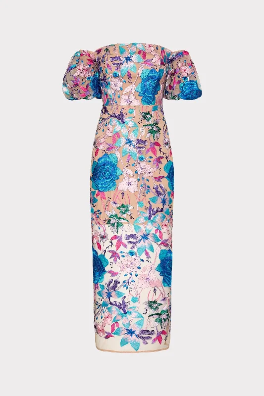 Nira Fall Floral Embroidered Dress