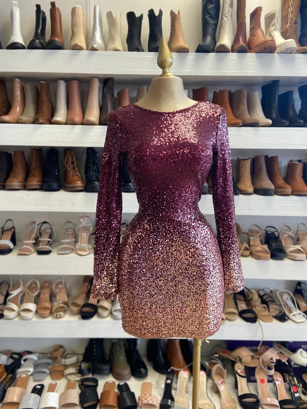 Sequin Ombré Backless Dress