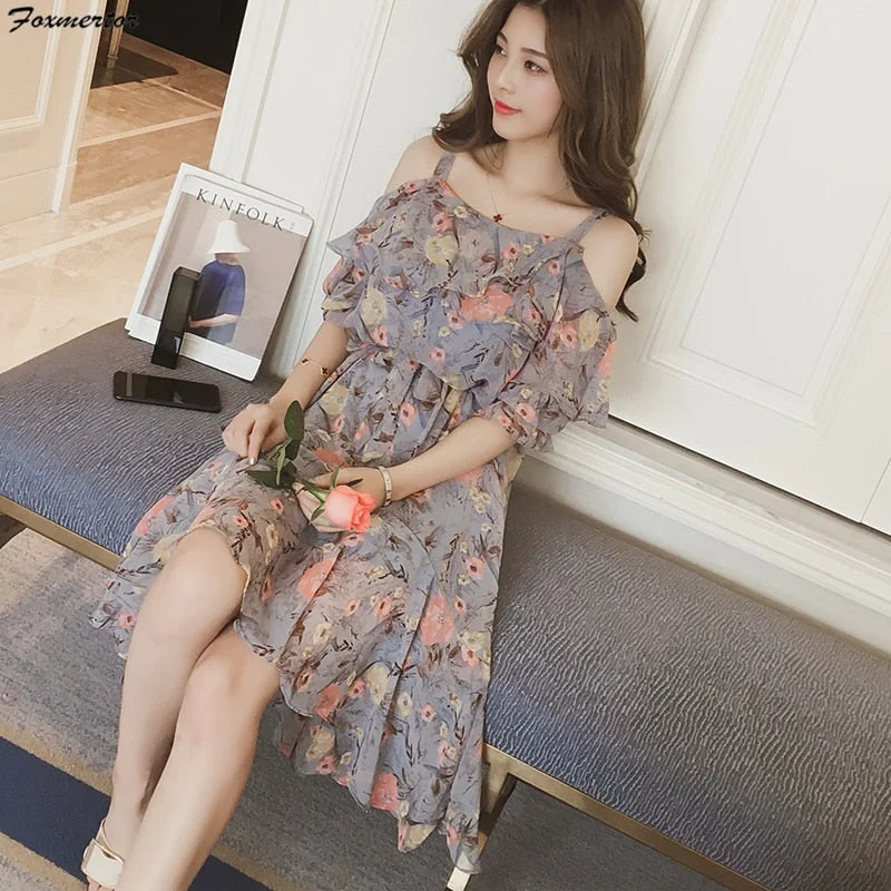 Summer Floral Print Women Beach Dresses