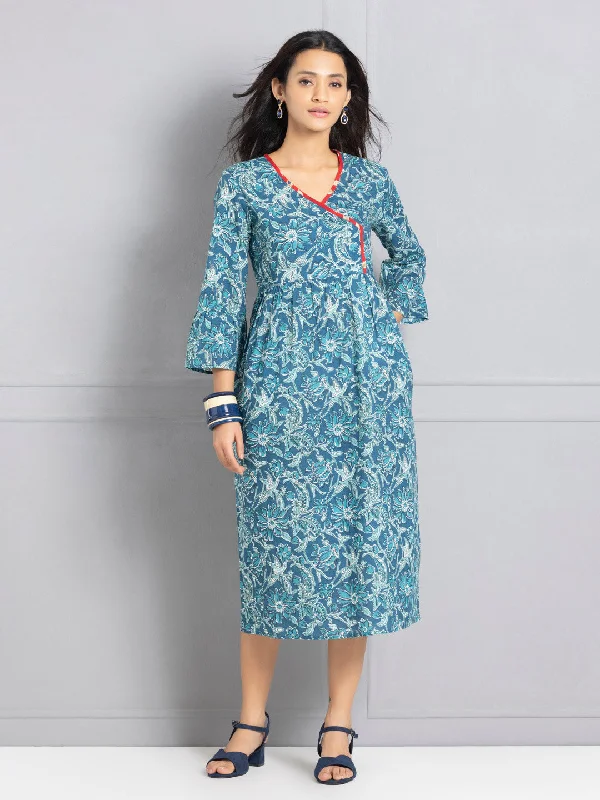 Teal Floral Ethnic Dress