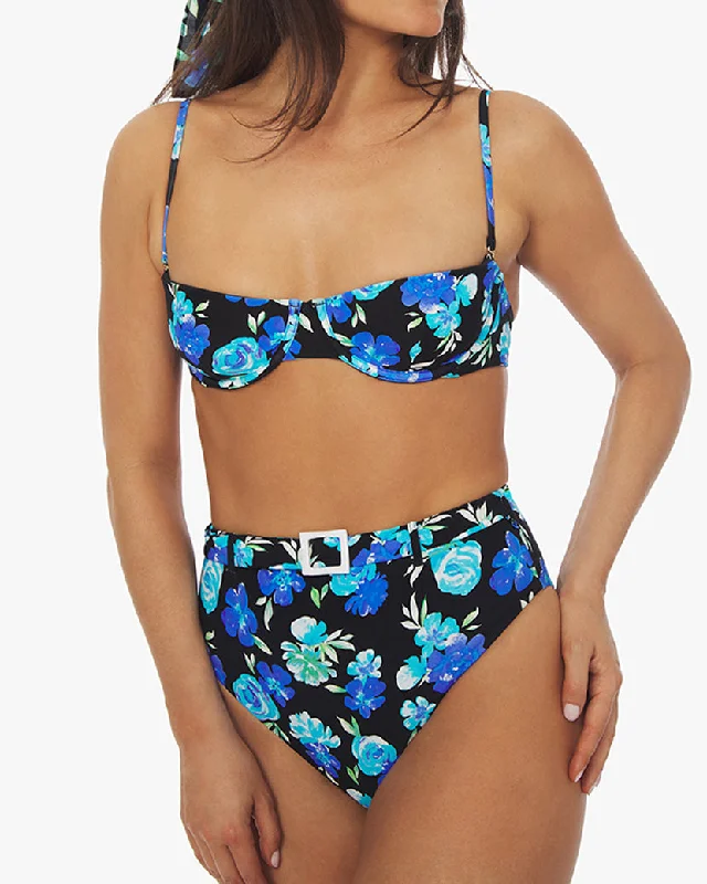 Balconette 90's Floral Bikini Top | Black