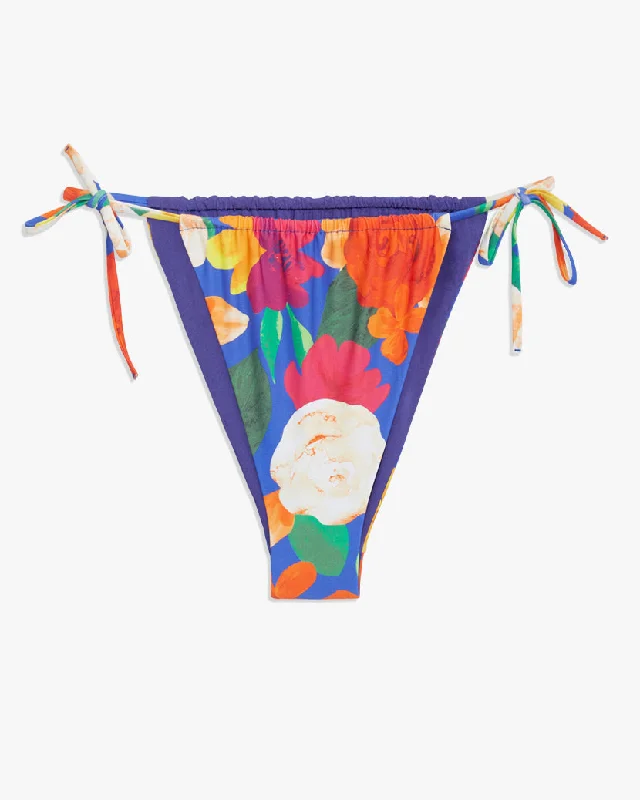 Ruched String Bikini Bottom | Sapphire Multi Abstract Floral