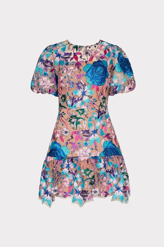 Yasmin Fall Floral Embroidered Dress