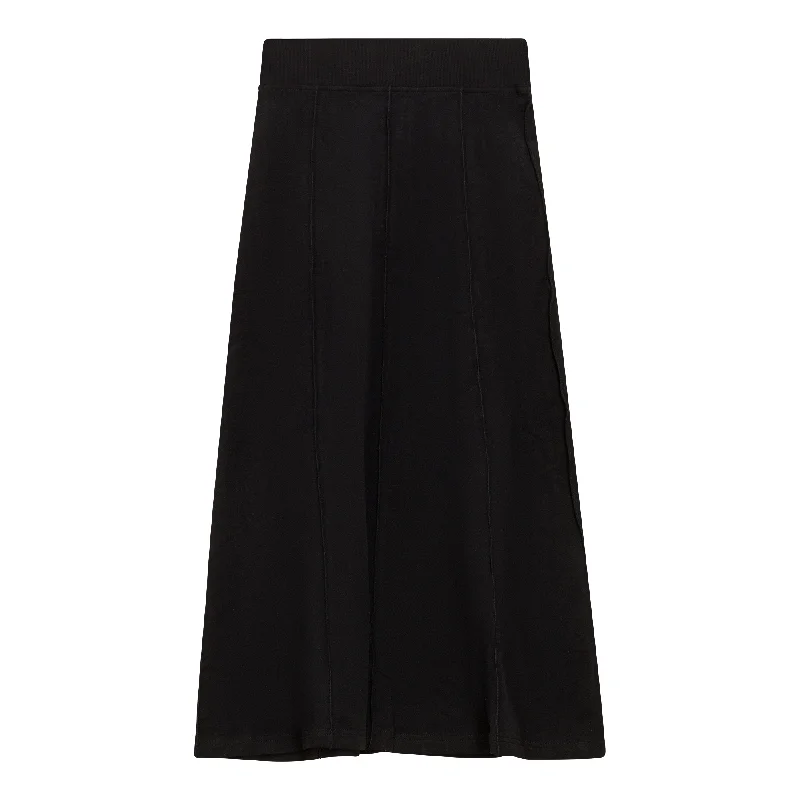 5 Stars Black Paneled Midi Skirt WB4CPT7038S