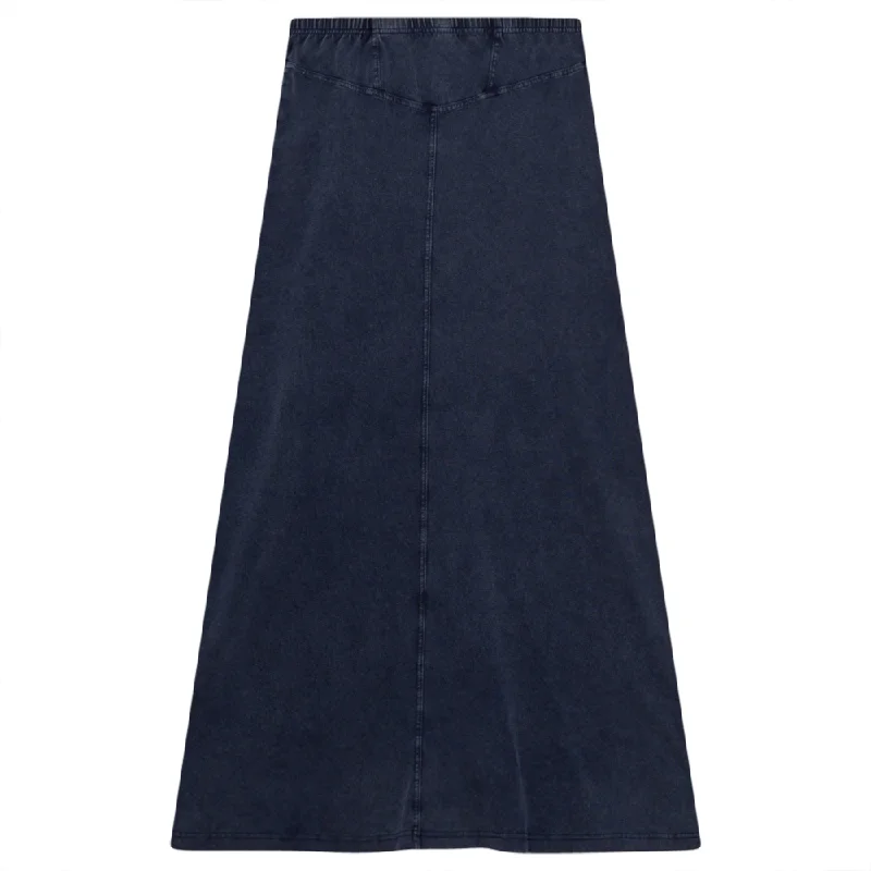 5 Stars Dark Denim Wash Long Skirt with Pointy Yolks SB3CPT4783LS