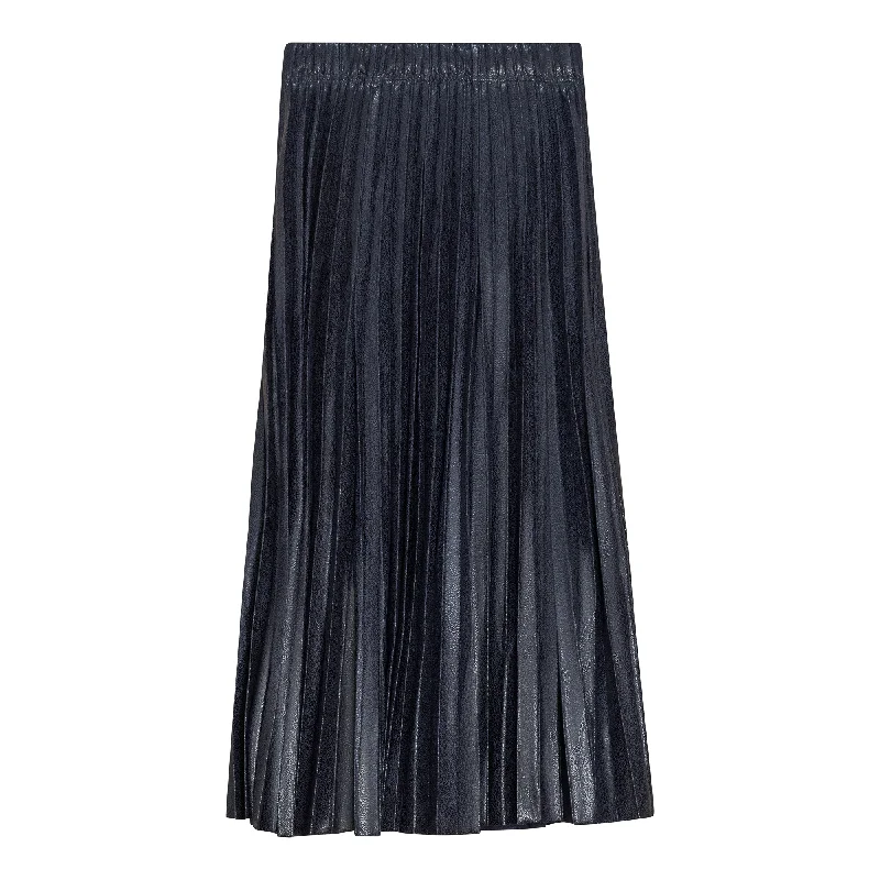 Aspect Navy Leather Crinkle Pleated Skirt WB4CPT7063M