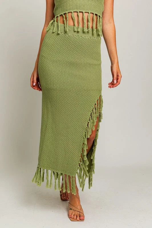 Catalina Island Tassel Midi Skirt - Final Sale