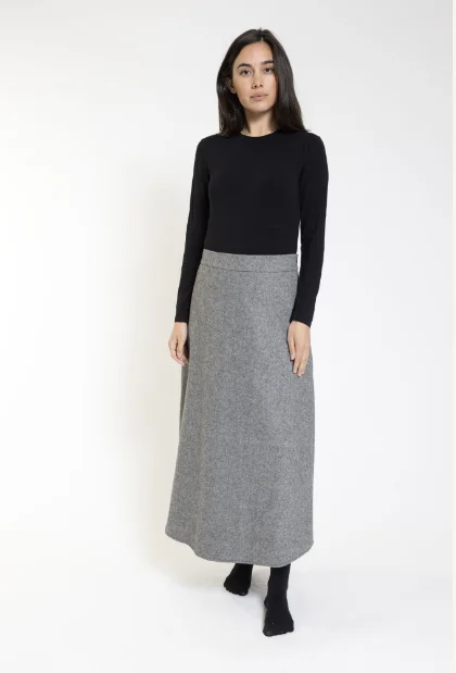 Donna Bella Black Wool Midi Skirt TW23411-C