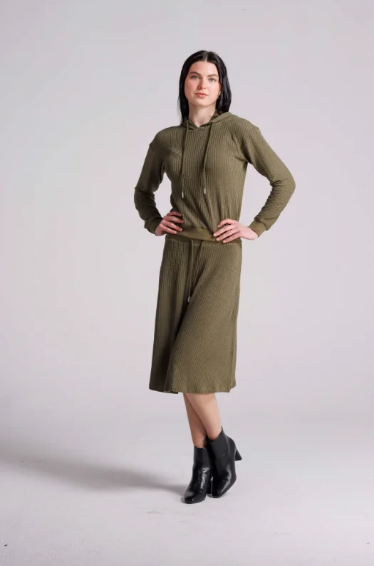 Ivee Olive Cable A Line Skirt 24622