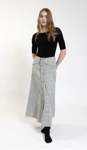 Luella Black & White Tweed Button Down Skirt WW231049-A