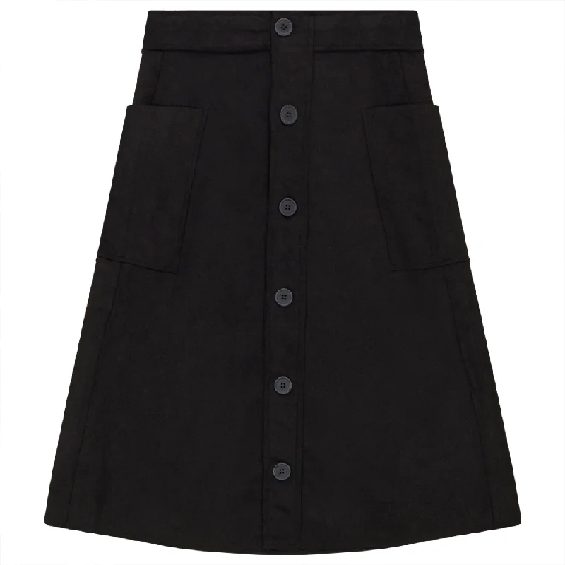 Oops Black Suede Short Button Skirt WB3CM8613SH