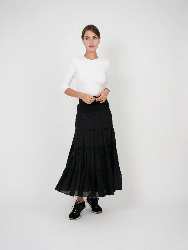 Red Myth Black Long Shirring Skirt SA9CM314L