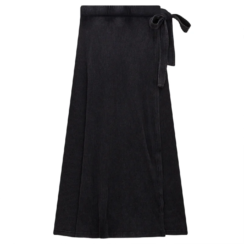 Spades Blk Wash Ribbed Midi Wrap Skirt SB3CM8350SMW