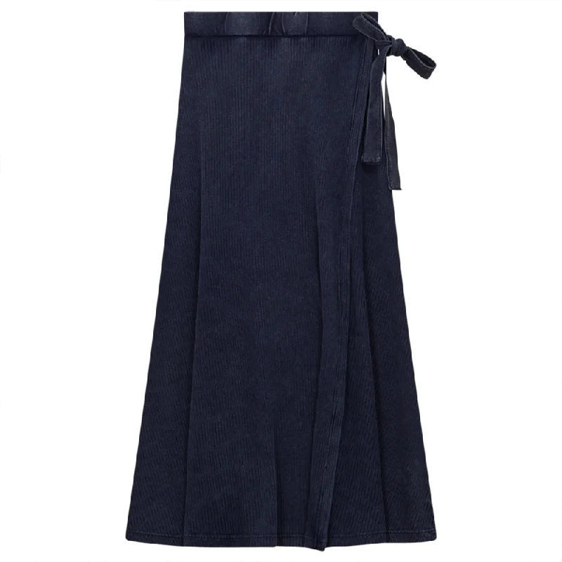 Spades Dark Denim Wash Ribbed Midi Wrap Skirt SB3CM8350SMW